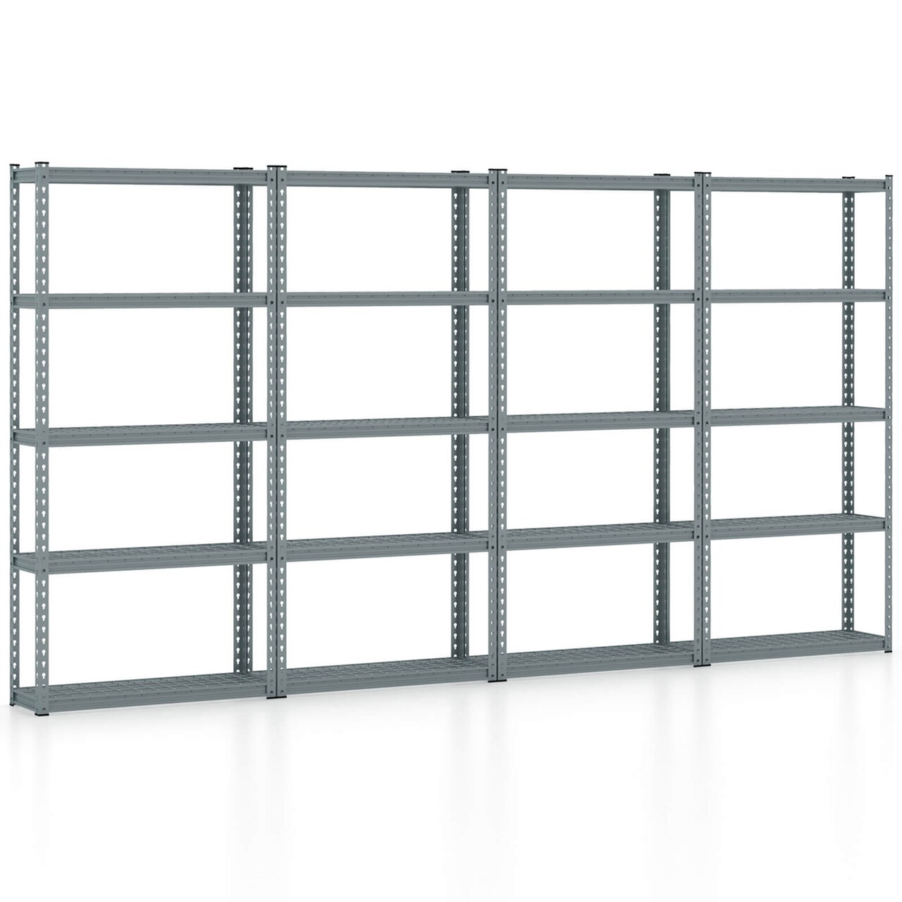 Costway 1/2/3/4 PCS 5-Tier Heavy Duty Storage Shelf Storage Utility Rack Shelf with Anti-tipping Device Grey